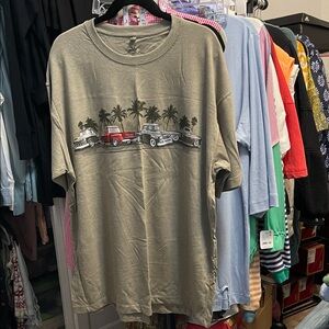 Newport Blue Chevy trucks and Palm Tree Graphic Men's Shirt